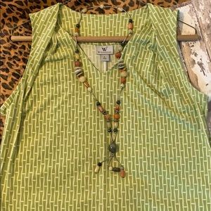 💚Worthington Cute green sleeveless Vneck top L💚